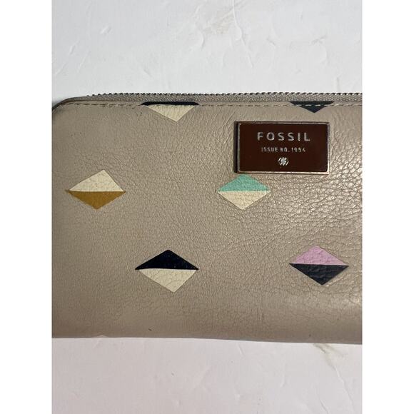 FOSSIL Issue No 1954 Wallet Women's Vintage Genuine Leather Full Zipper Clutch - Picture 3 of 16